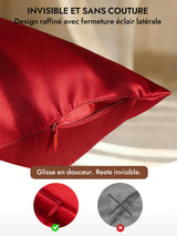 [Rouge Vineux] SilkSilky-FR 30Momme Taies d'Oreiller 006