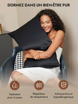 [Noir] SilkSilky-FR 30Momme Taies d'Oreiller 005