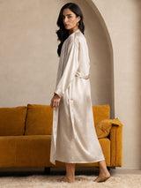 [Beige] SilkSilky-FR Long Sleeve Femme Peignoir 002