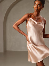 [Mauve Pâle] SilkSilky-FR Sleeveless Cowl Neck Robes 003