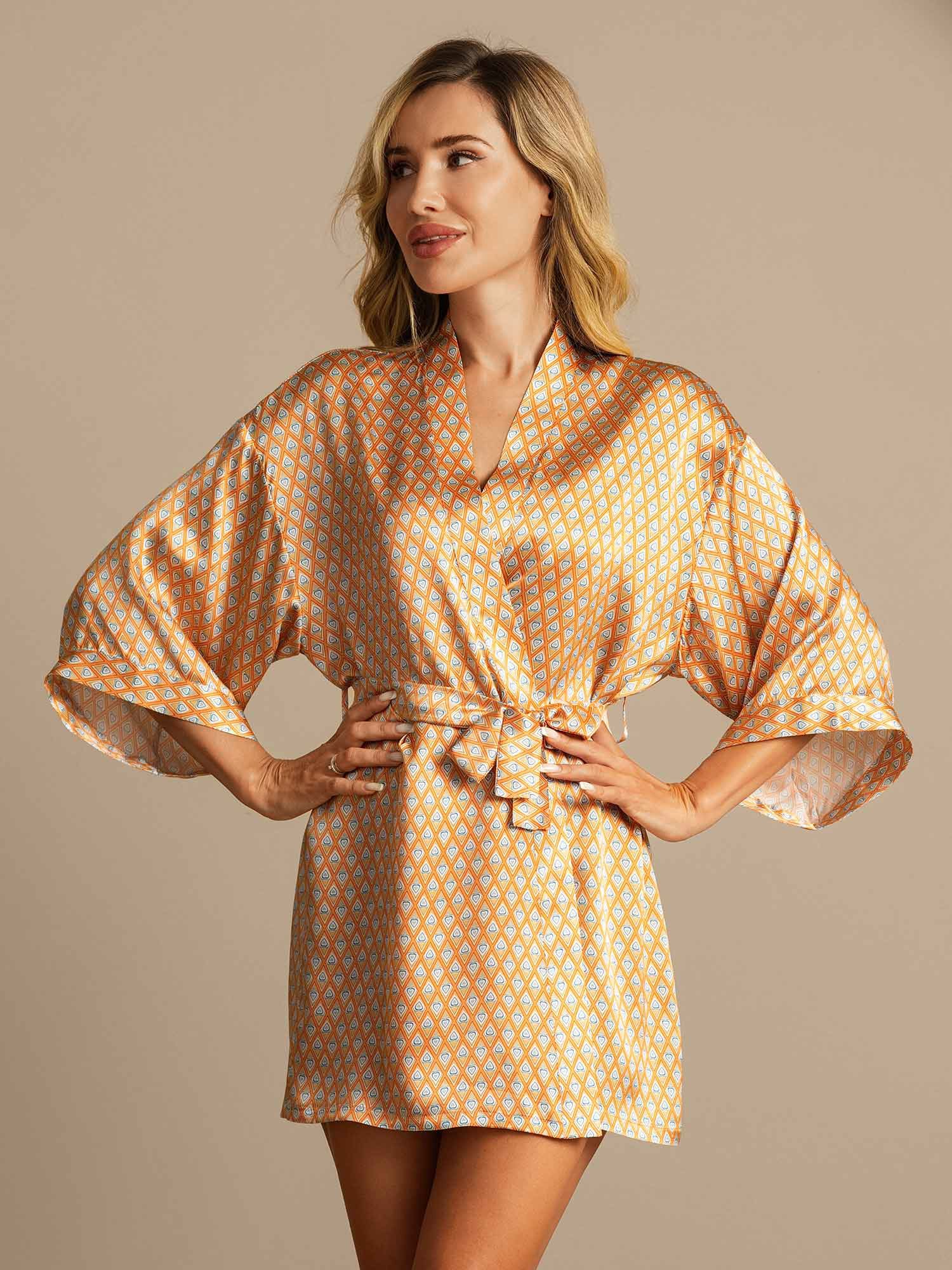 [Floral] SilkSilky-FR Pure Soie Womens Robe 001,