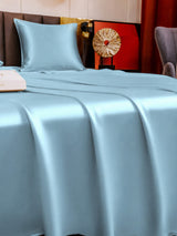 [Bleu Clair] SilkSilky-FR Parure de Lit Soie 003