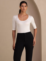 [Blanc] SilkSilky-FR Half Sleeve Femme T-Shirt 001