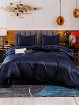 [Bleu Foncé] SilkSilky-FR Parure de Lit Soie 002