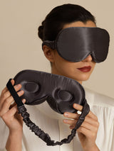 [Gris Foncé] SilkSilky-FR 22Momme Masques pour les Yeux 001