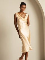 [Champagne] SilkSilky-FR Sleeveless Cowl Neck Robes 007