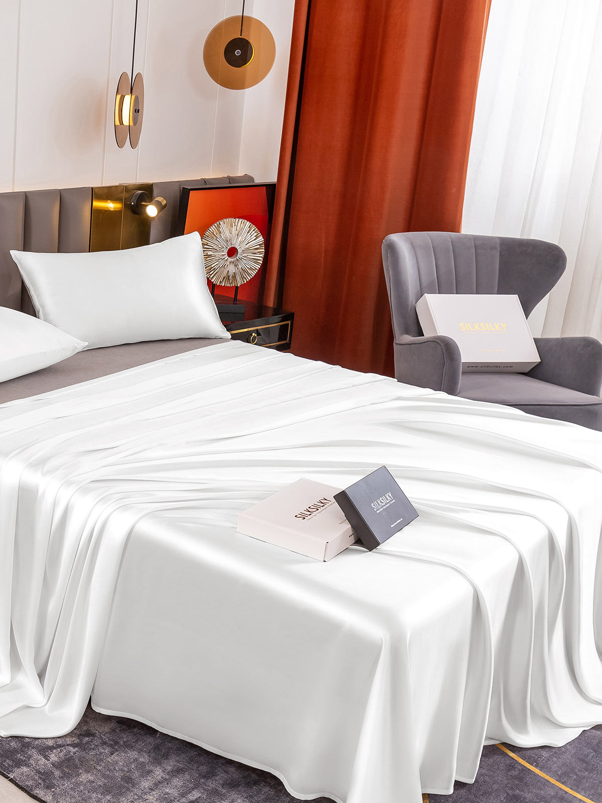 [Blanc] SilkSilky-FR 19Momme Pure Soie Bedding Set 004