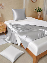 [GrisClair+Blanc] SilkSilky-FR Parure de Lit Soie 001