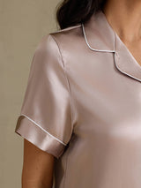 [Gris Ombre] SilkSilky-FR Short Sleeve Lapel Collar Femme Pyjamas 004