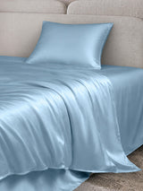[Bleu Clair] SilkSilky-FR Parure de Lit Soie 003