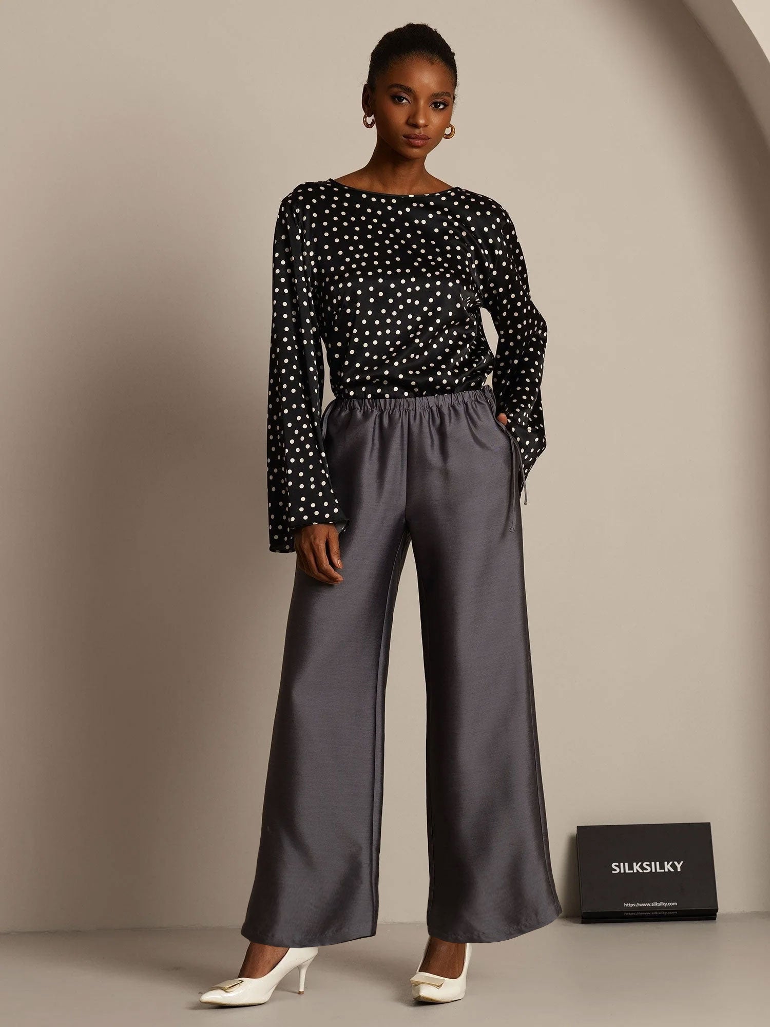 [Gris] SilkSilky-FR 32Momme Soie Womens Pants 003,