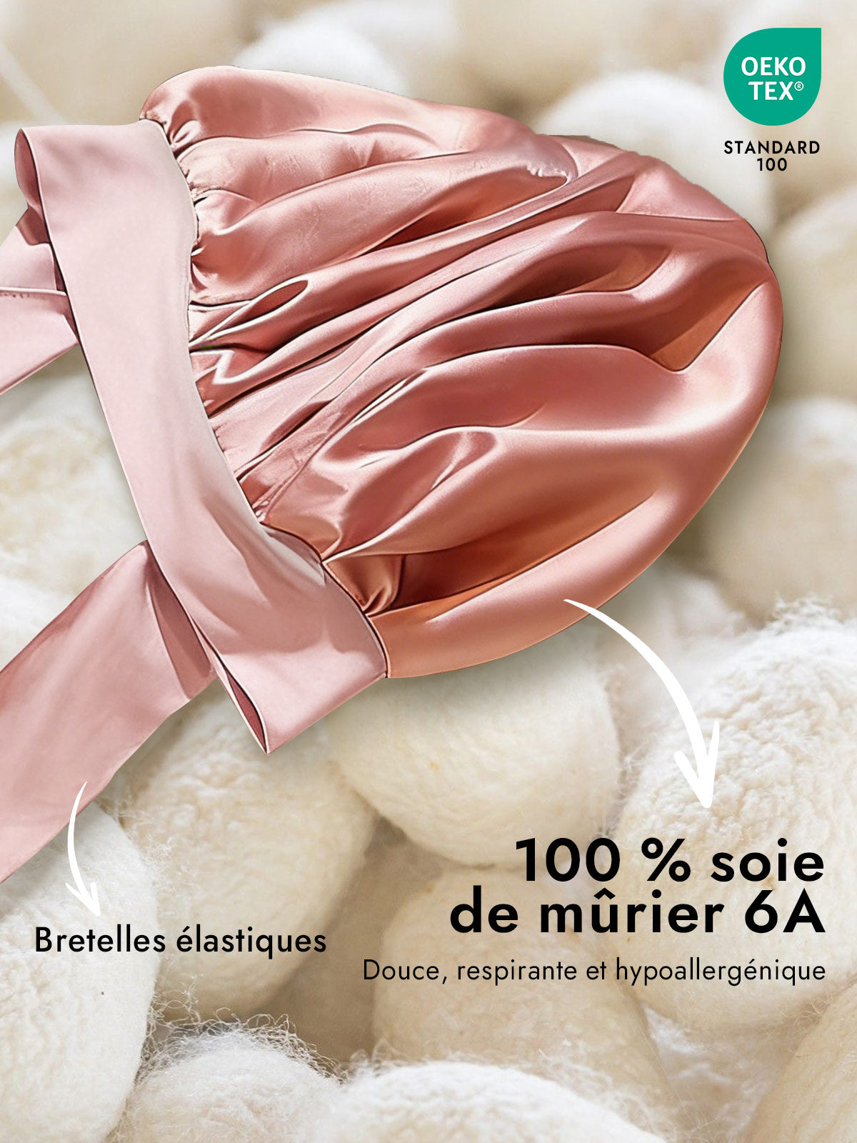 [Rose] SilkSilky-FR Soie Sleep Cap 002