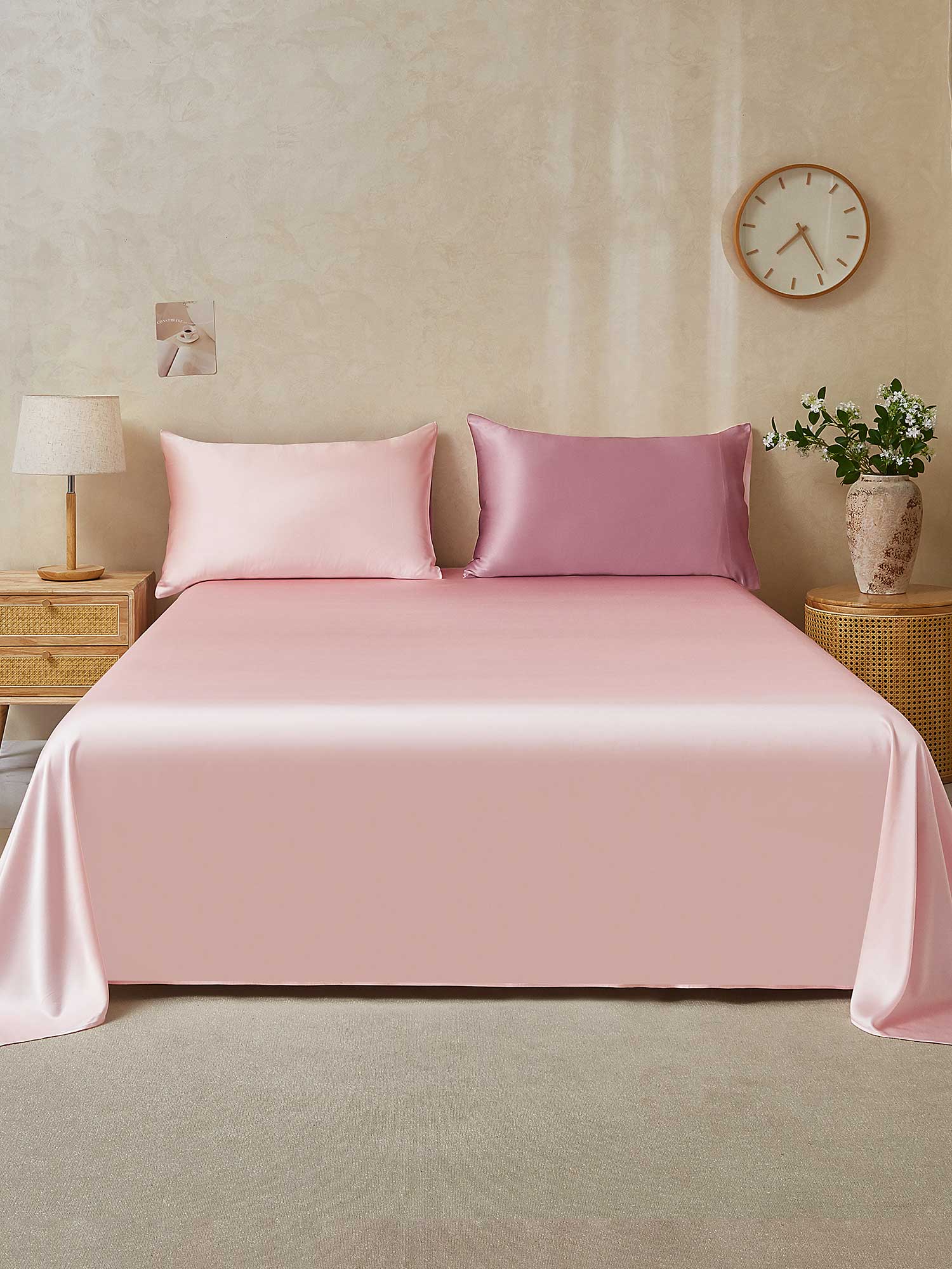 [MauvePâle+RoseClair] SilkSilky-FR 19Momme Pure Soie Bedding Set 001,