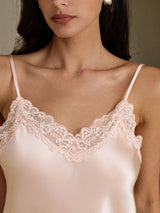 [Rose] SilkSilky-FR Spaghetti Strap V Neck Top À Fines Brides 004
