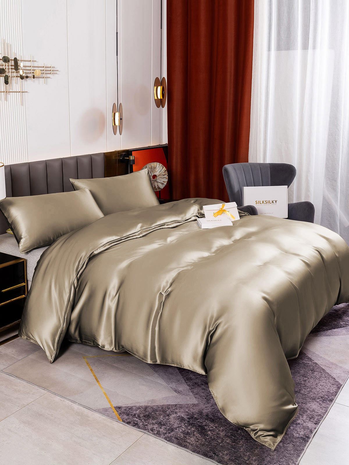 [Kaki] SilkSilky-FR 19Momme Bedding Set 003