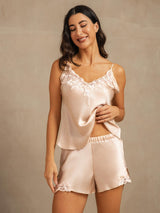 [Rose] SilkSilky-FR Sleeveless V Neck Ensemble Camisole 003
