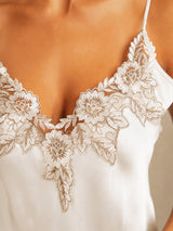 [Blanc] SilkSilky-FR Sleeveless V Neck Chemises de nuit 004