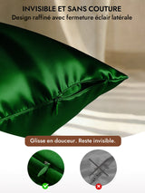 [Vert Foncé] SilkSilky-FR 30Momme Taies d'Oreiller 006