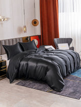 [Noir] SilkSilky-FR Parure de Lit Soie 005