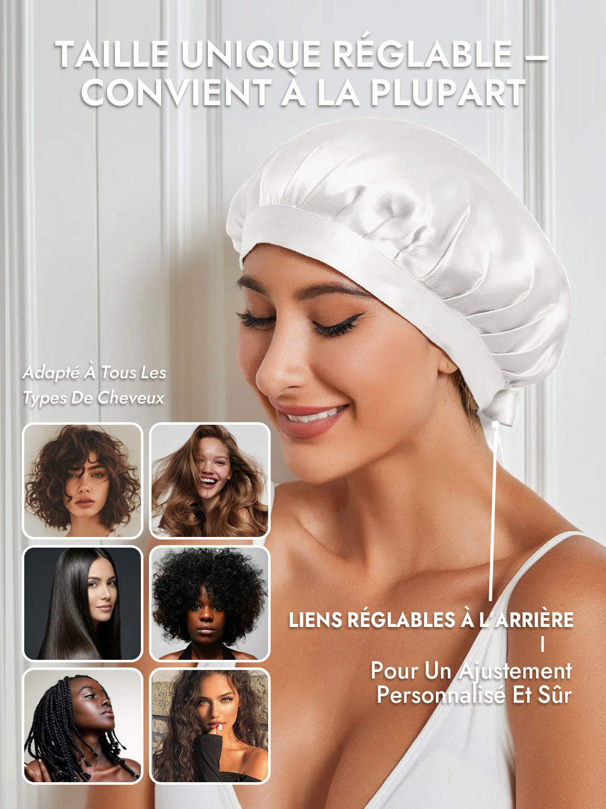 [Blanc] SilkSilky-FR Bonnets de Nuit 006