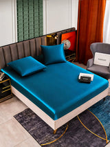 [Bleu Royal] SilkSilky-FR Parure de Lit Soie 001