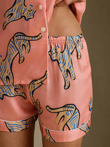[Chat Rose] SilkSilky-FR Short Sleeve Lapel Collar Femme Pyjamas 005