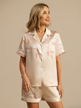 [Champagne] SilkSilky-FR Short Sleeve Lapel Collar Femme Pyjamas 004