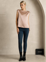 [Toscane] SilkSilky-FR Cap Sleeve Round Neck Femme T-Shirt 005