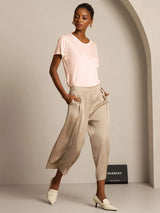 [Rose Clair] SilkSilky-FR Manches courtes Col Rond Femme T-Shirt 007