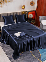 [Bleu Foncé] SilkSilky-FR Parure de Lit Soie 001