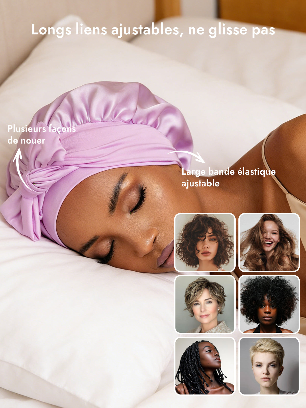 [Lavande] SilkSilky-FR Soie Sleep Cap 004