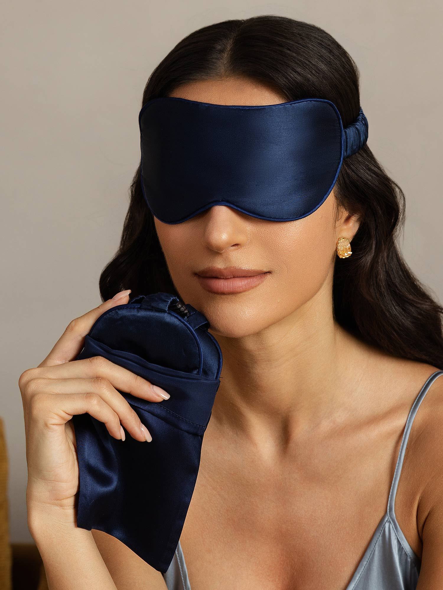 [BleuFoncé] SilkSilky-FR Soie Eye Mask 001