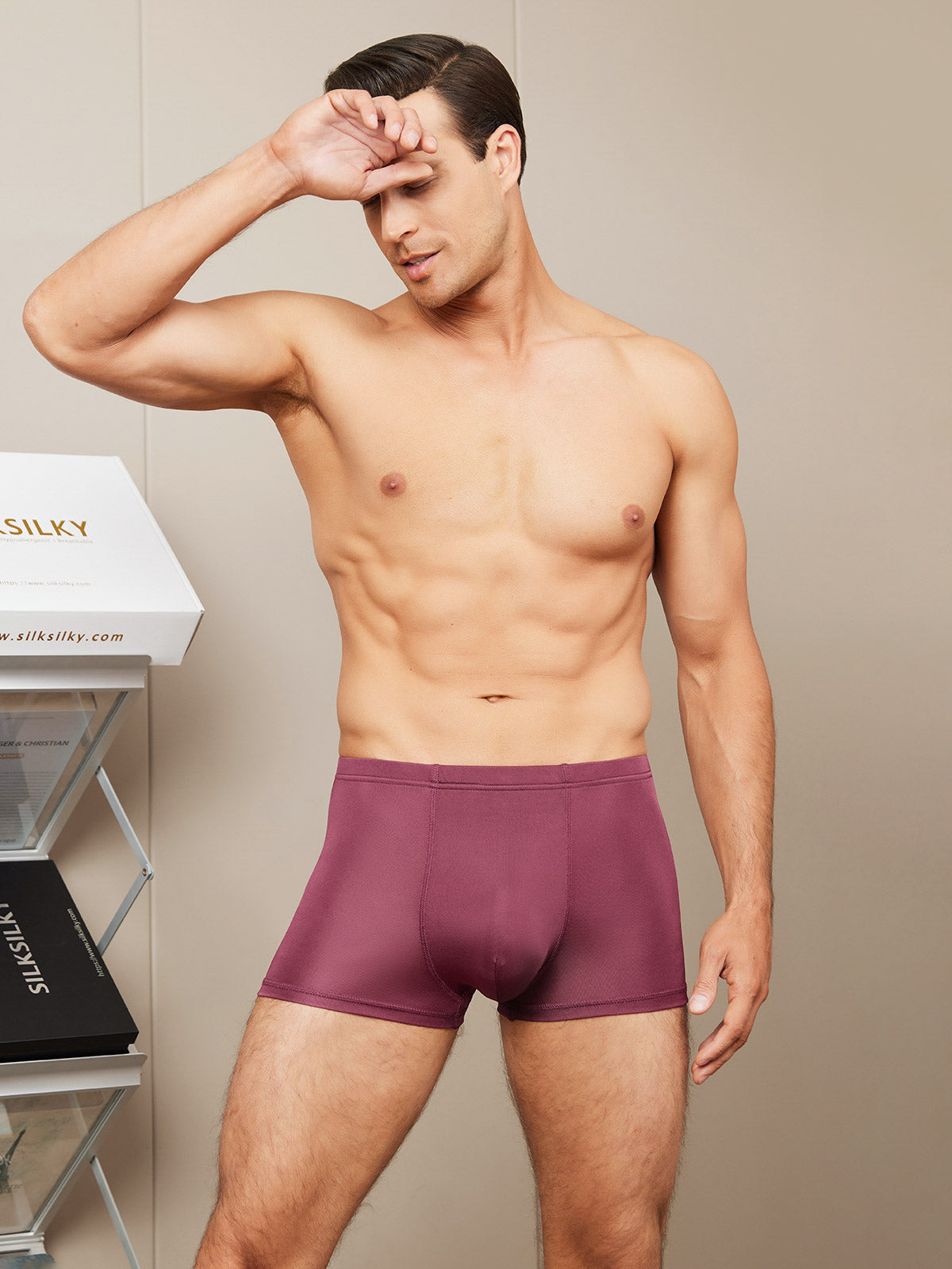 SilkSilky FR Soie Tricotée Mens Underwear RougeVineux 003