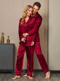 Ensembles de Pyjama en Soie Pure pour Couple Total 4Pcs