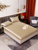 19Momme 3 pièces soie 1x drap housse+2x taies d‘oreiller