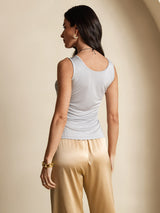 [Gris] SilkSilky-FR Sans manches Col Rond Femme T-Shirt 002