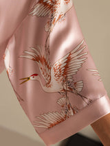 [Rose] SilkSilky-FR 3/4 Sleeve Femme Peignoir 004