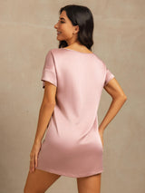 [Peau De Pêche] SilkSilky-FR 19Momme Manches courtes Col Rond Chemises de nuit 002