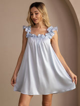 [Bleu Grisâtre] SilkSilky-FR Sleeveless Square Neck Chemises de nuit 004
