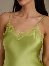 [Vert Menthe] SilkSilky-FR Sleeveless Sweetheart Neck Chemises de nuit 004