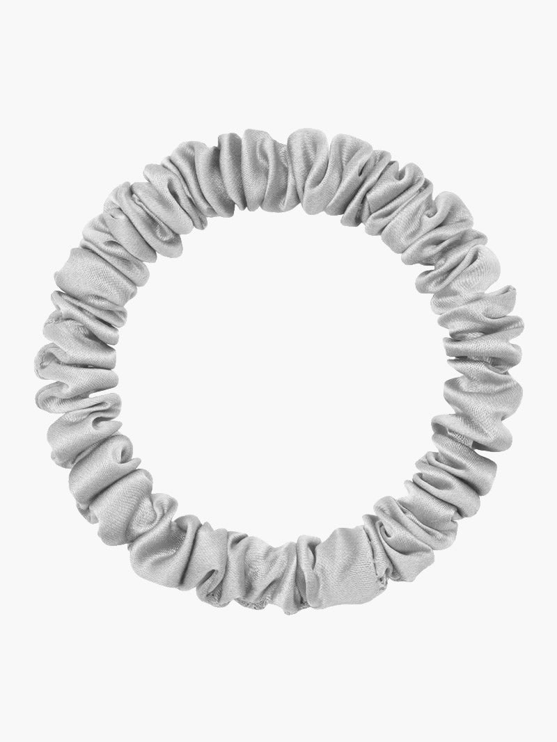 SilkSilky-FR 19Momme Pure Soie Scrunchie Argent 004