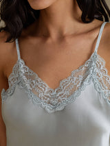 [Bleu Grisâtre] SilkSilky-FR Sleeveless V Neck Ensemble Camisole 004