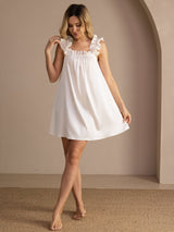 [Blanc] SilkSilky-FR Sleeveless Square Neck Chemises de nuit 007