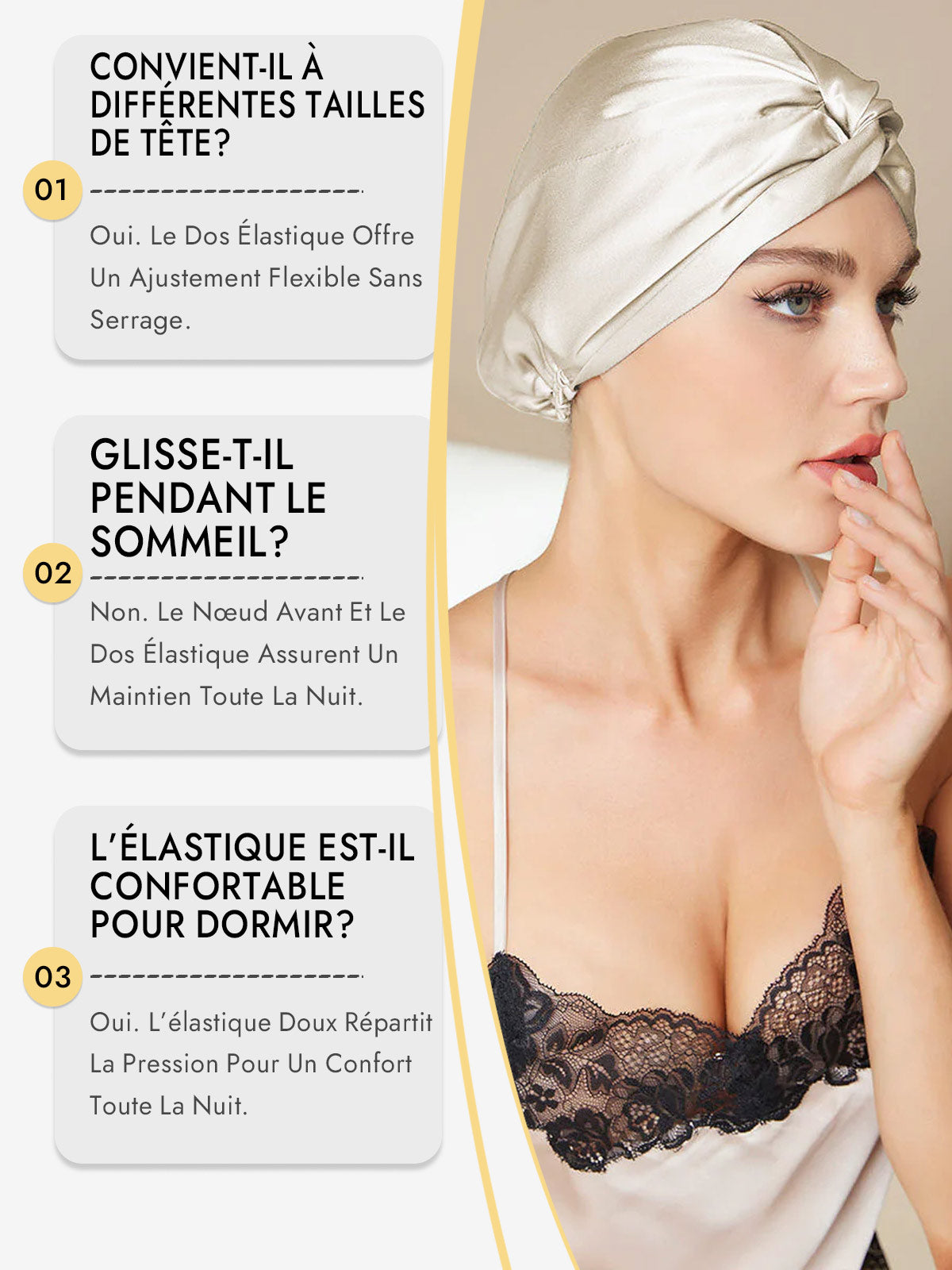 [Beige] SilkSilky-FR Bonnets de Nuit 008
