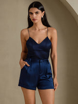 [Bleu Foncé] SilkSilky-FR Femme Shorts 006