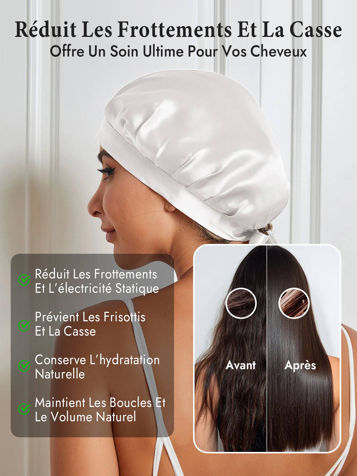 [Blanc] SilkSilky-FR Bonnets de Nuit 004