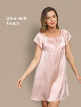 [Rose Clair] SilkSilky-FR Cap Sleeve Square Neck Chemises de nuit 001