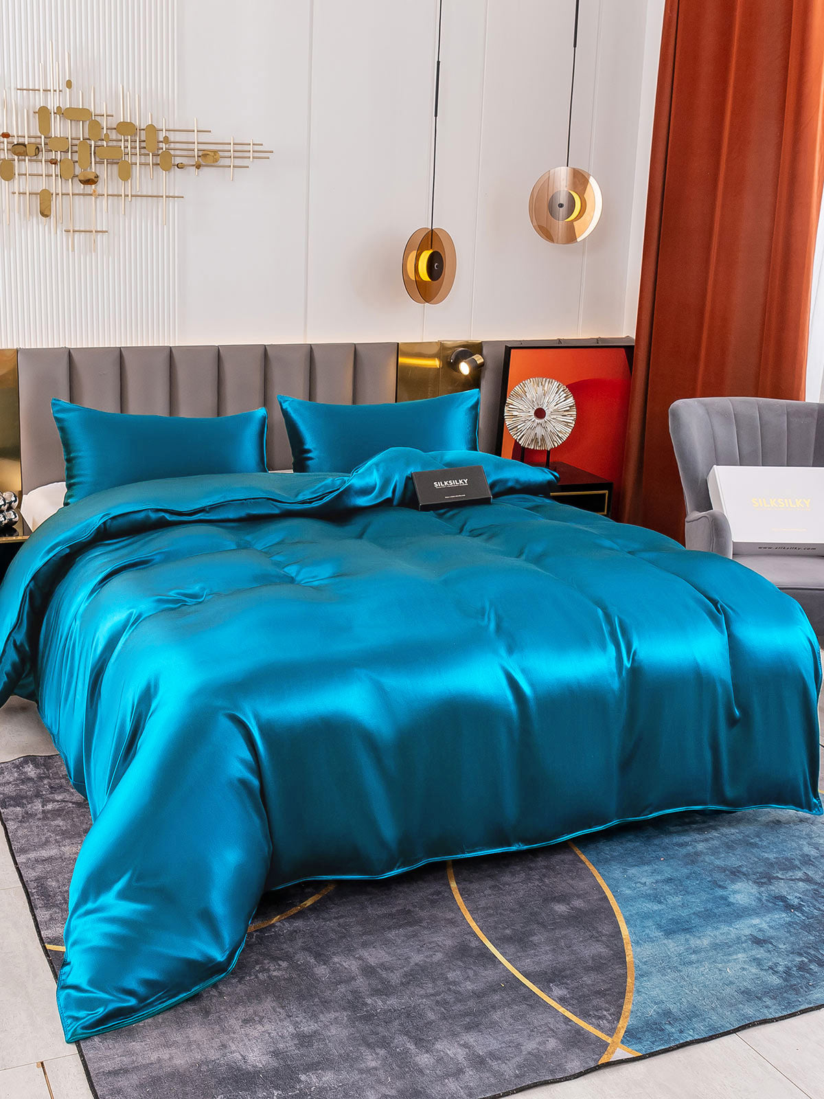 [Bleu Royal] SilkSilky-FR 19Momme Bedding Set 004