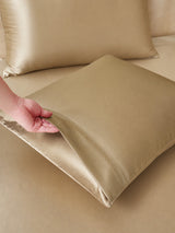 [Beige+Kaki] SilkSilky-FR Parure de Lit Soie 005
