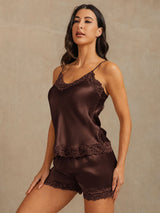 [Brun] SilkSilky-FR Sleeveless V Neck Ensemble Camisole 001